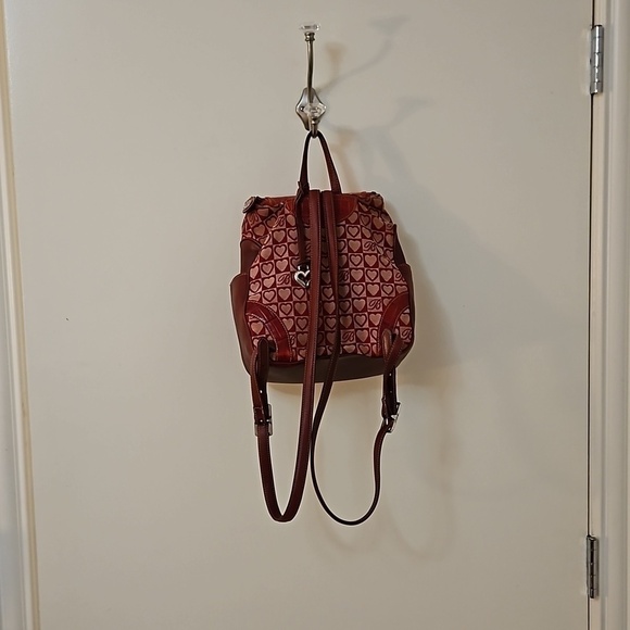 VTG BRIGHTON Hearts Canvas Leather  Coquette Mini Backpack main image 4